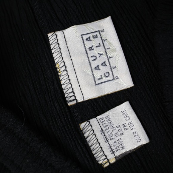 Laura Gayle Pants Womens Petite Small Black Crinkle Pleated Drawstring Waist - Picture 6 of 9